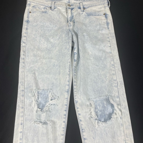 Abercrombie And Fitch Women Blue Washed Distressed Straight Denim Jeans 28-0 - Picture 5 of 10